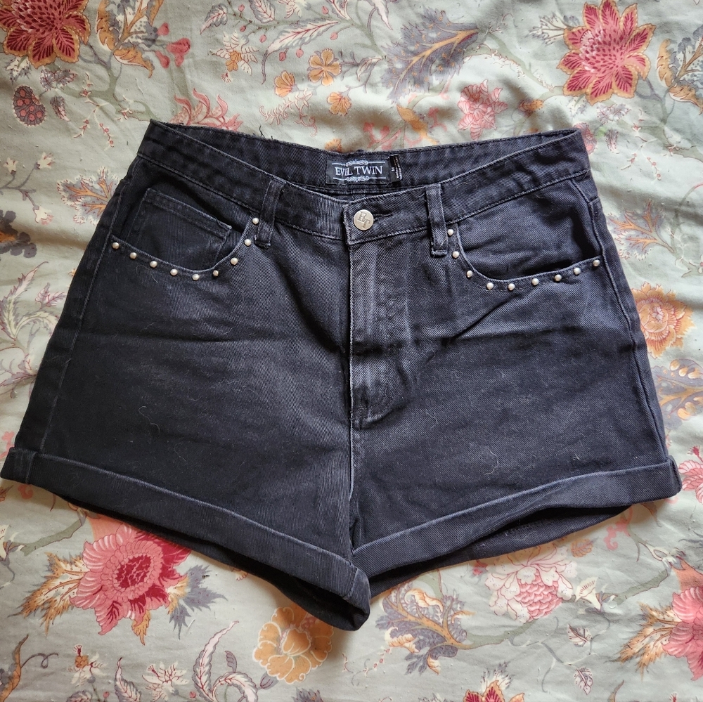 Evil Twin studded denim shorts M